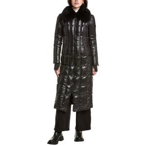 Post Card Womens  Alpaca-Trim Down Jacket, Black